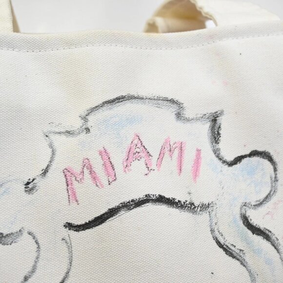 CHANEL CC Logo Cruise Line Miami Shoulder Tote Bag Canvas White - Picture 11 of 16